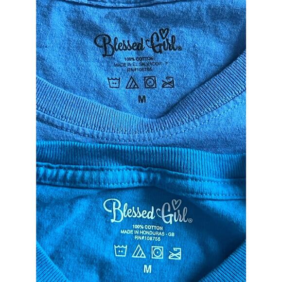 BLESSED GIRL Women's M Fall & Winter Blue Long Sleeve T-Shirt Lot of 2 PSALMS - Picture 2 of 9